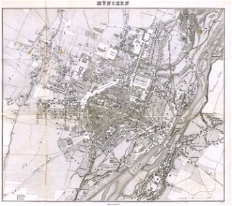 München Stadtplan 1837 Stich Georg Mayr für Georg Franz