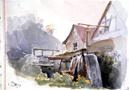 Mühle bei Schlattstall - Aquarell von Eduard von Kallee