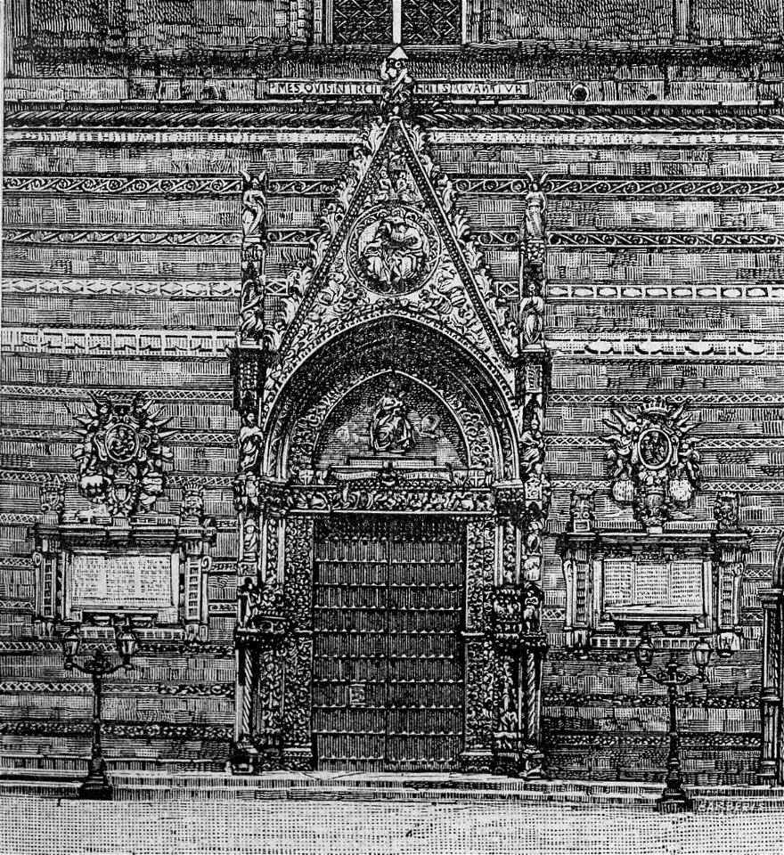 Messina – Porta gotica della Cattedrale (xilografia)