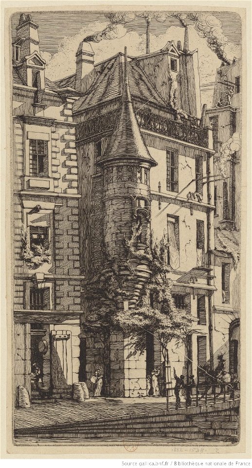 Meryon - Tourelle de la rue de la Tixéranderie, 1er état, btv1b55002276q