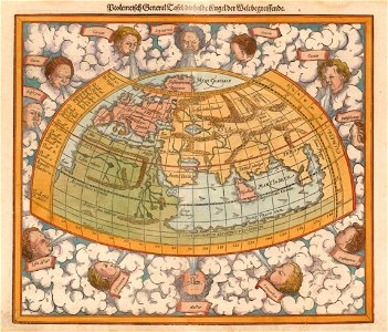 Münster-Petri Ptolemaic world map. Free illustration for personal and commercial use.