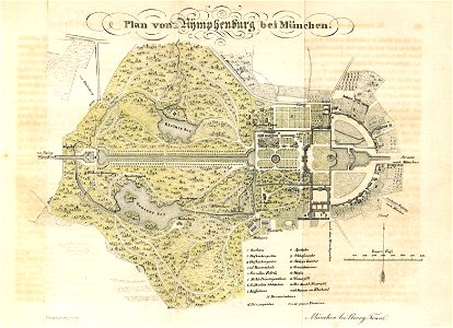 München Nymphenburg vor 1838 Gravur Joseph Pötzenhammer für Georg Franz