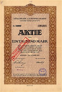 Münchener Lichtspielkunst AG 1000 Mk 1920