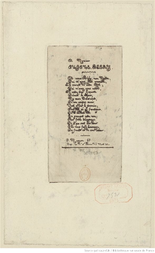 Meryon - Vers à Eugène Bléry, btv1b550011029