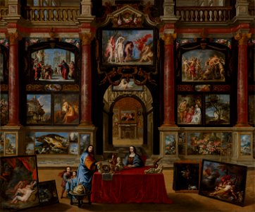 Met vele andere kunstenaars Gonzales Coques - Interior with Figures in a Picture Gallery - 238 - Mauritshuis