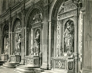 Messina interno del Duomo. Altarini dal lato sud (xilografia di Barberis 1892)