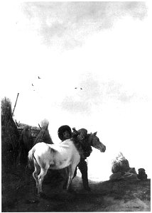 Naar-was Philips Wouwerman - Man die een schimmel zadelt - Gal.-Nr. 1408 A - Staatliche Kunstsammlungen Dresden