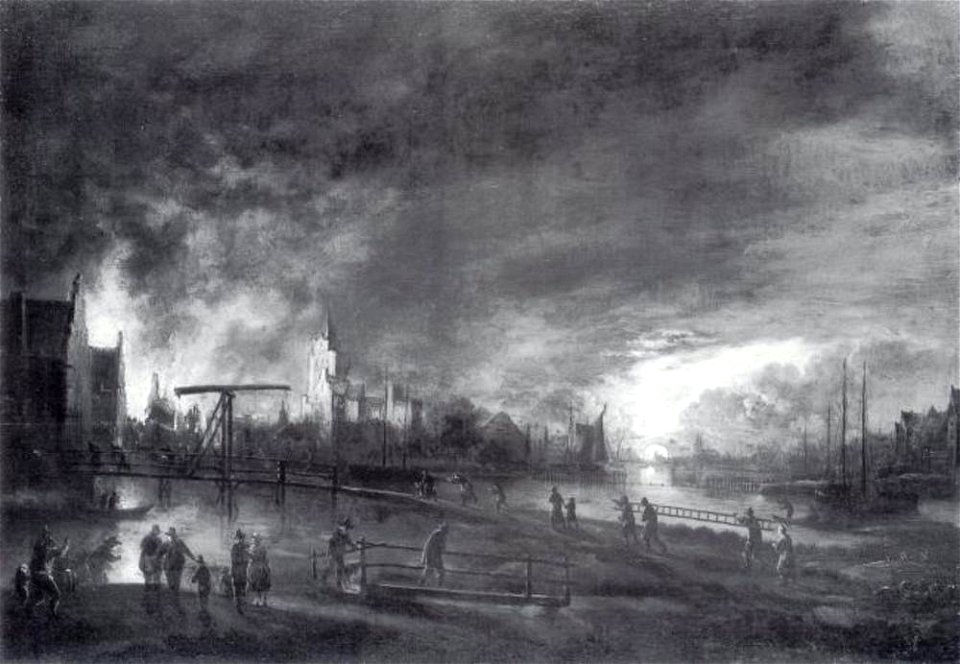 Naar Aert van der Neer - Nachtelijke vuurzee - 338 - Städel Museum