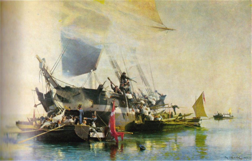 Mølsted Engelsk brig angribes af dansk-norske kanonbåde 1896