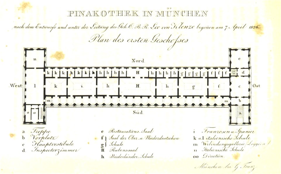 München Pinakothek Raumplan 1838 Georg Franz