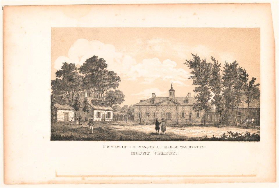 N.W. view of the mansion of George Washington. Mount Vernon - lith. by P. Haas, Washington City. LCCN2013645248