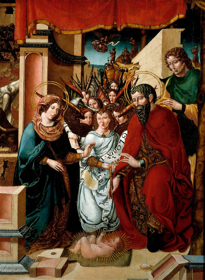 Nacimiento de Cristo y adoración de los ángeles