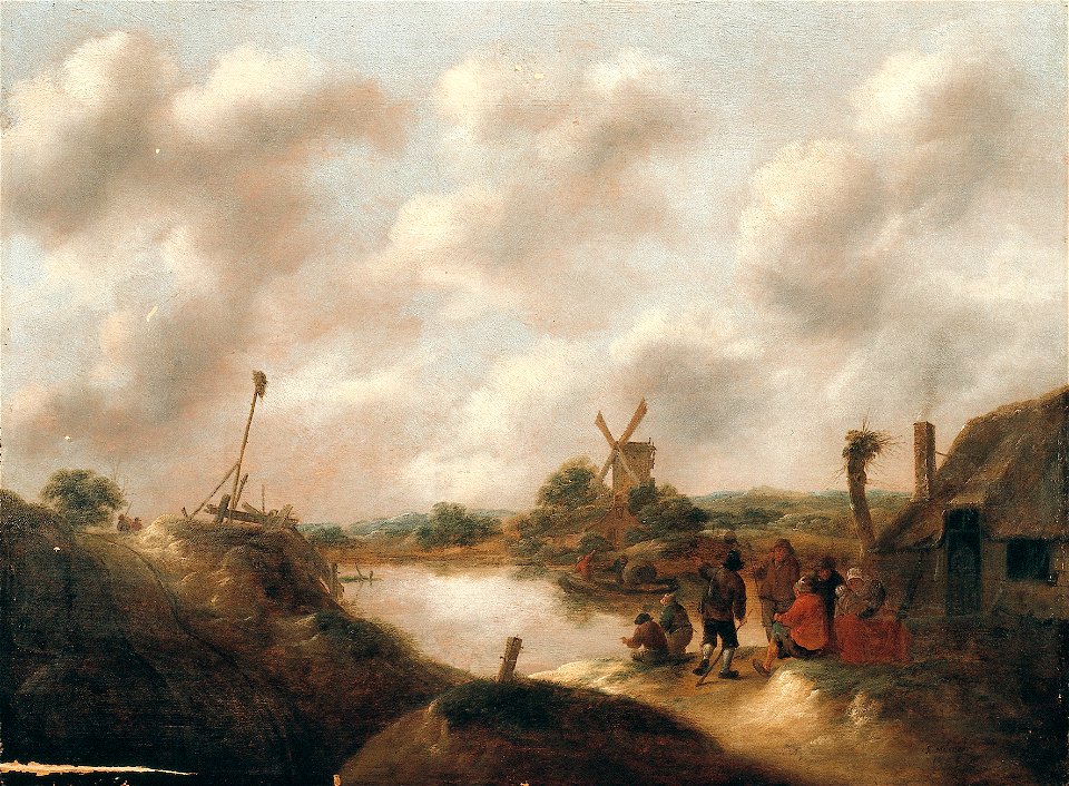 N. Molenaer - Landschap met boeren aan een rivieroever - NK3379 - Cultural Heritage Agency of the Netherlands Art Collection