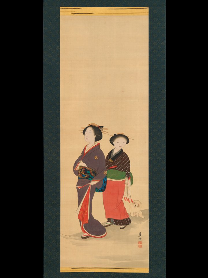 Nagasawa Rosetsu - Two Women and a Puppy - 2015.300.205 - Metropolitan Museum of Art