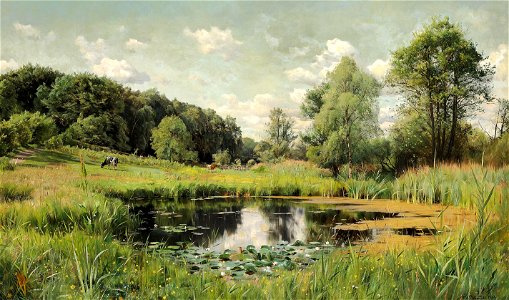 Peder Mønsted - Køer ved en lille sø i udkanten af skoven - 1903