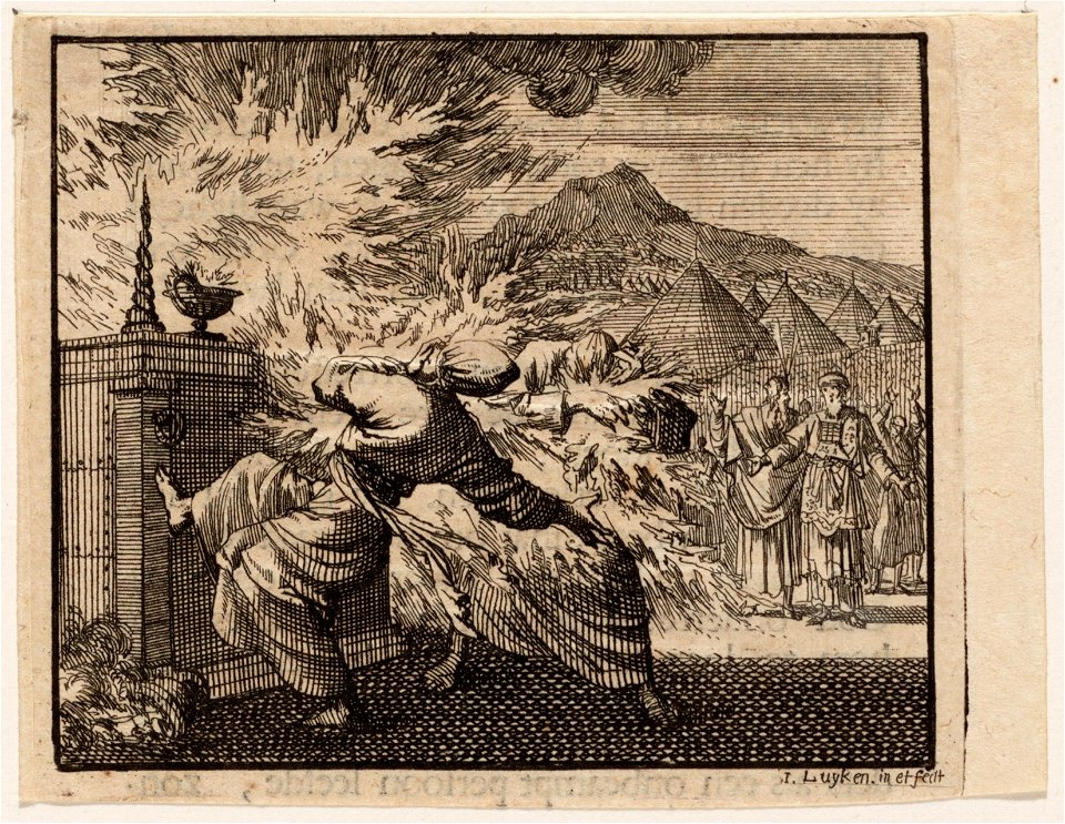Nadab en Abihu voor het altaar door een hemels vuur gedood, objectnr A 47811
