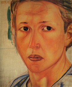 N. Grekova (Kazachka) by Petrov-Vodkin (1912, priv.col)