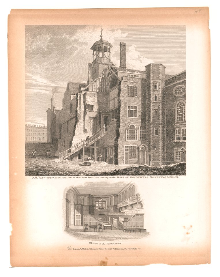 N.W. view of the chapel and part of the great stair-case leading to the hall of Bridewell Hospital, London LCCN2004670290