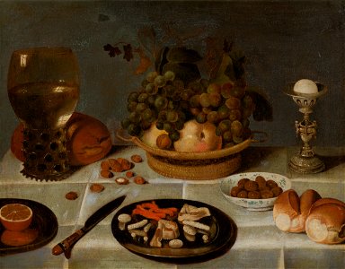 N. Gillis - Stilleven met roemer en fruitmand op tafel - NK1934 - Delft Municipal Museums