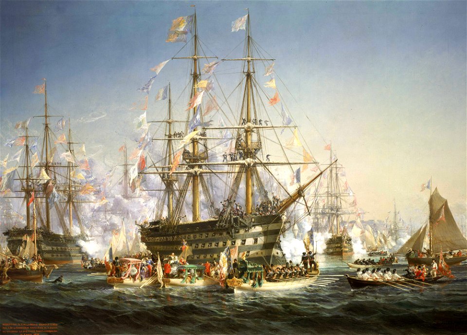 Napoleon III Receiving Queen Victoria at Cherbourg, 5 August 1858 RMG BHC0637