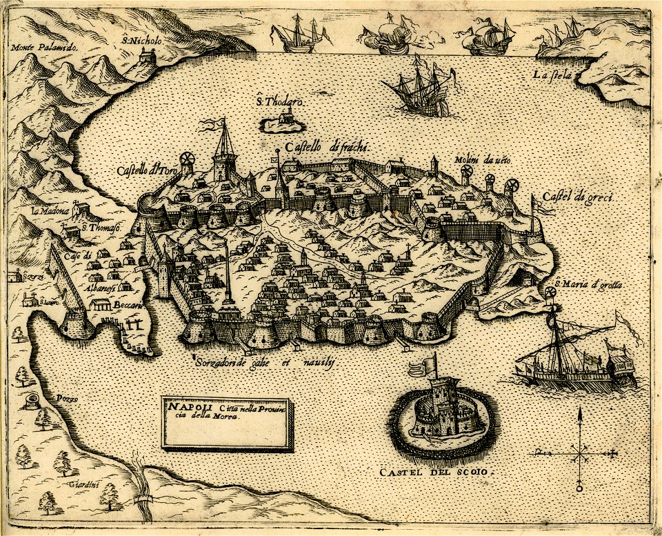 Napoli Citta nella Provincia della Morea - Camocio Giovanni Francesco - 1574
