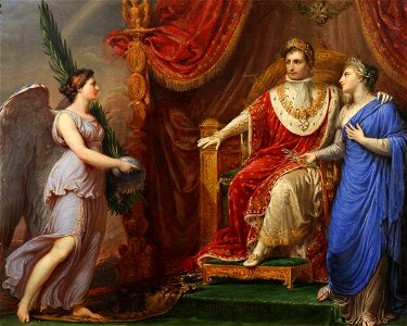 Napoleon Enthroned with Allegorical Figures of Peace and Victory by Andrea Appiani