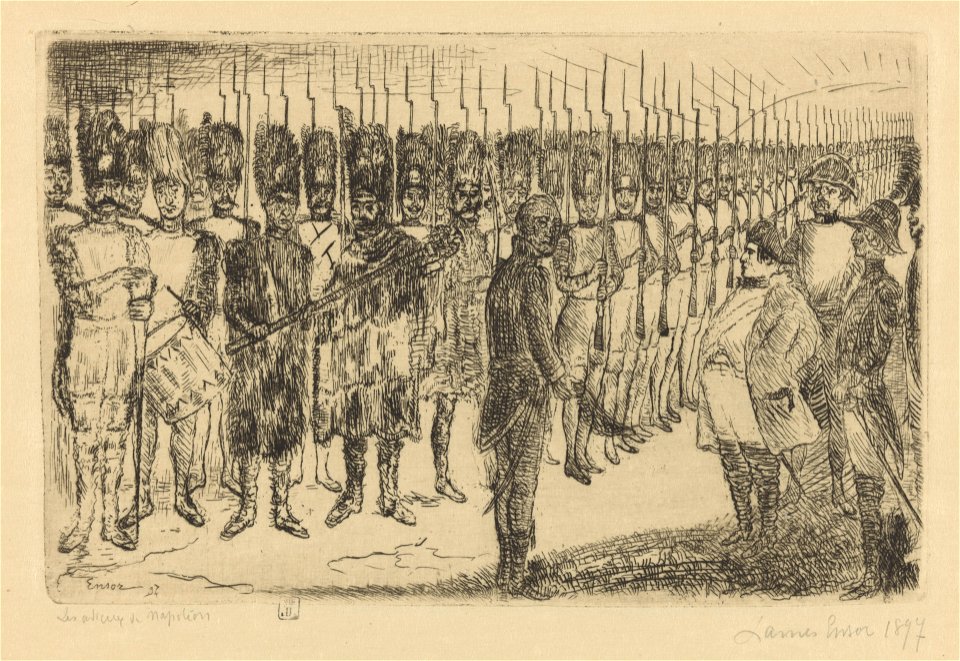 Napoleon's Farewell, print by James Ensor, 1897, Prints Department, Royal Library of Belgium, S. III 68844
