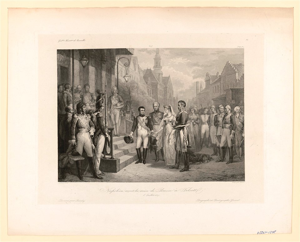 Napoléon reçoit la reine de Prusse à Tilsitt 6 Juillet 1807 - peint par Gosse ; gravé par Danois ; dessiné par Sandoz ; diagraphe et pantographe-Gavard. LCCN2017648284