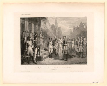 Napoléon reçoit la reine de Prusse à Tilsitt 6 Juillet 1807 - peint par Gosse ; gravé par Danois ; dessiné par Sandoz ; diagraphe et pantographe-Gavard. LCCN2017648284