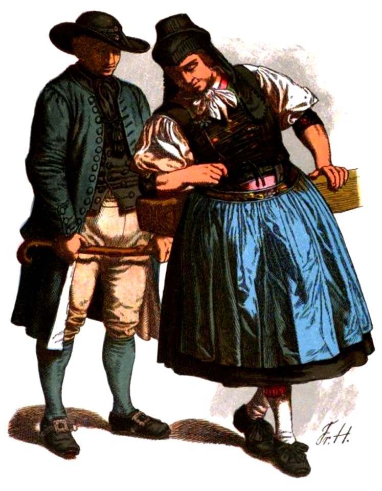 NassTrachtenbuch-T04-Bauersleute aus der Gegend von Dauphe um 1900