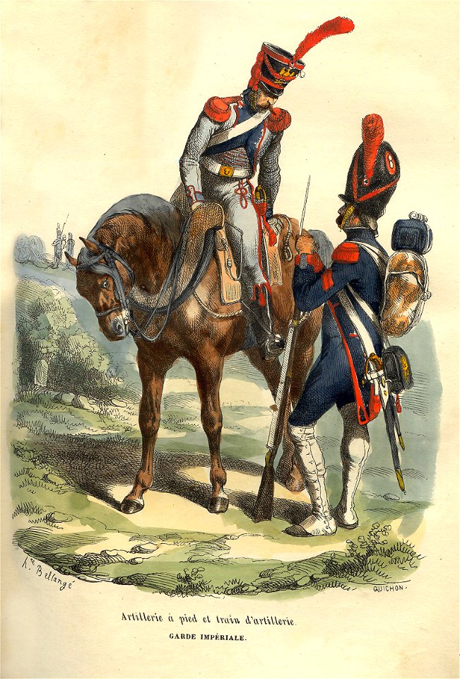 Napoleon Guard Artillery train and Foot artillerist by Bellange