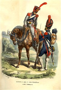 Napoleon Guard Artillery train and Foot artillerist by Bellange