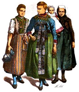 NassTrachtenbuch-T07-Bäuerinnen aus dem nordöstlichem Taunus (Brandoberndorf) im Feld- Haus- und Feiertagsanzug