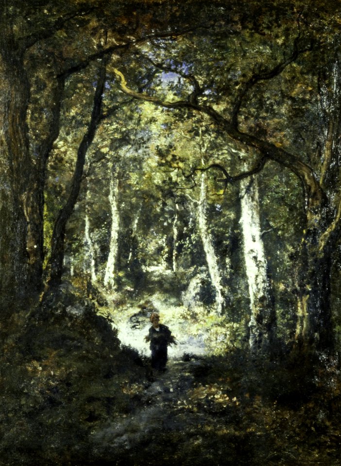 Narcisse-Virgile Diaz de la Peña - Forest Interior with Wood Gatherer - 65.18.1 - Minneapolis Institute of Arts