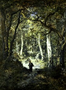 Narcisse-Virgile Diaz de la Peña - Forest Interior with Wood Gatherer - 65.18.1 - Minneapolis Institute of Arts