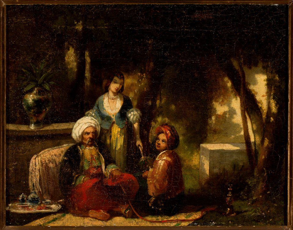 Narcisse Virgile Diaz de la Pena - Man with a narghile against forest landscape - M.Ob.1218 MNW - National Museum in Warsaw