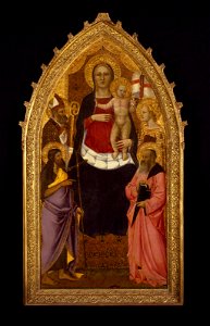 Nardo di Cione - Madonna and Child Enthroned with Saints Zenobius, John the Baptist, Reparata and John the Evangelist - Google Art Project