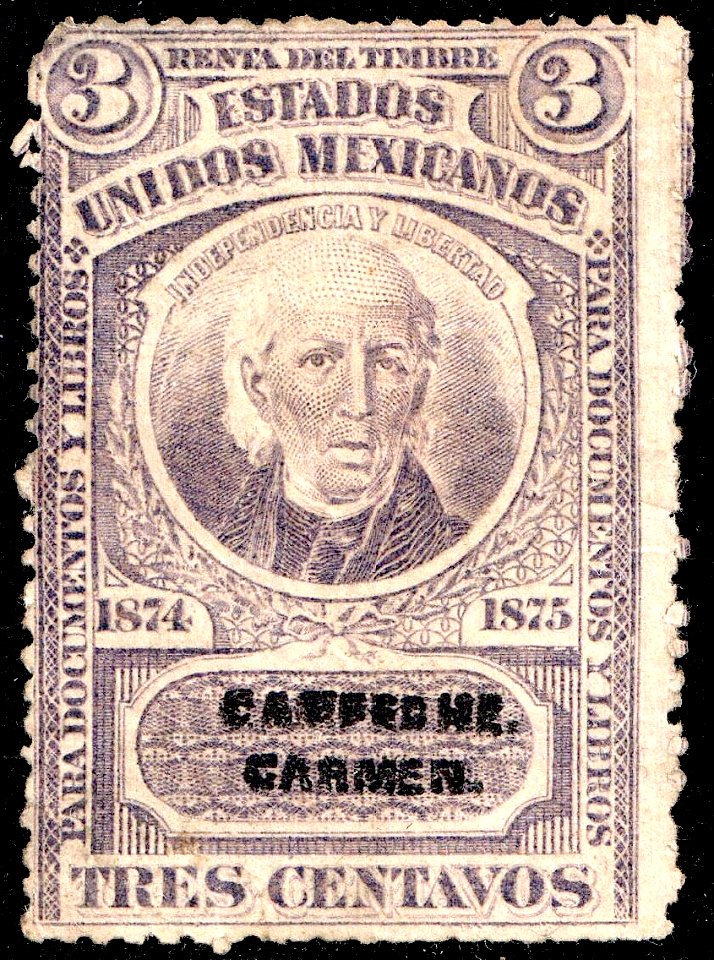 Mexico 1874-1875 documentary revenue 2B CCarmen