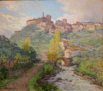 Willard Leroy Metcalf - 'Hillside Dwellings, Pelago, Italy', oil on canvas painting, c. 1914, El Paso Museum of Art