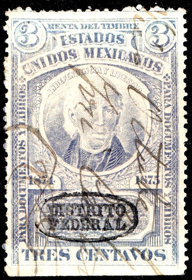 Mexico 1874-1875 documentary revenue 2A DF