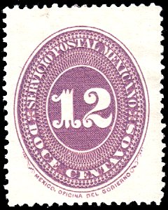 Mexico 1886 12c Sc181 unused