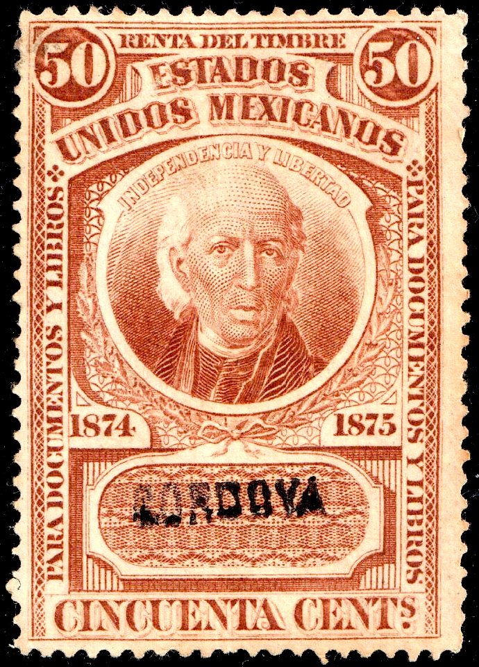 Mexico 1874-1875 documentary revenue 6A Cordova