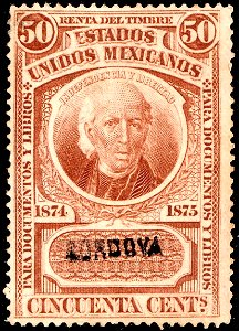 Mexico 1874-1875 documentary revenue 6A Cordova