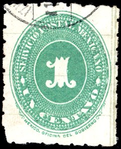 Mexico 1887 1c perf 6 Sc201 used