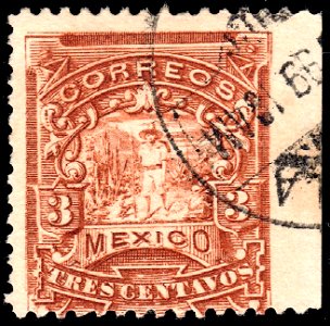 Mexico 1895 3c perf 12 Sc244 used imp right. Free illustration for personal and commercial use.