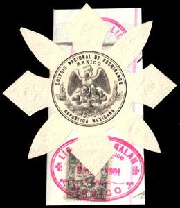 Mexico 1901 fragment with revenue and sealing stamp opened