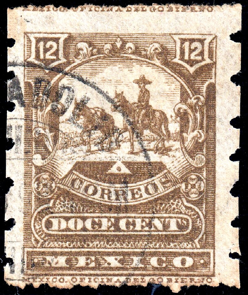 Mexico 1897-1898 12c perf 12x6 Sc273b