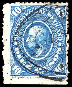 Mexico 1884 10P Sc164 bottom imperforate