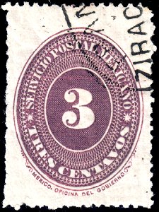 Mexico 1886 3c Sc176 used