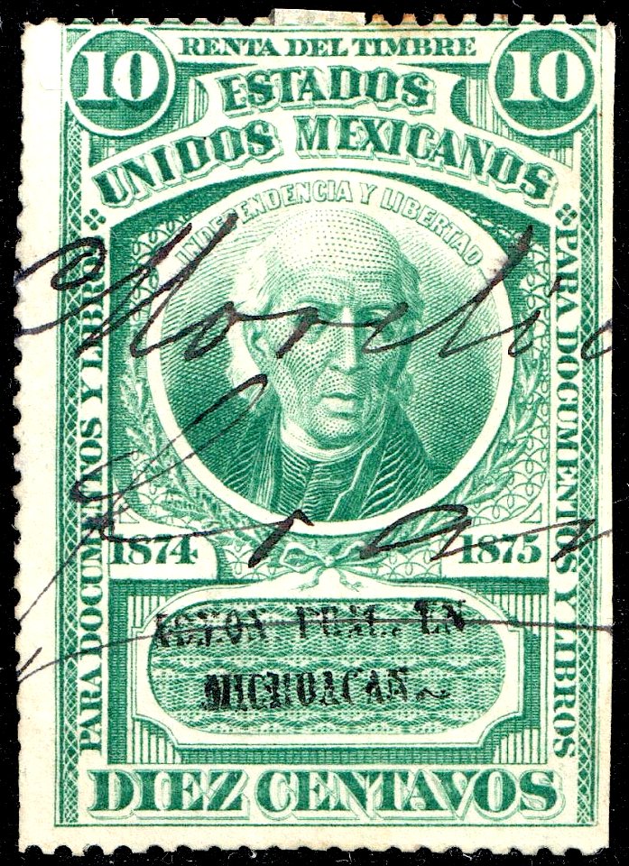 Mexico 1874-1875 documentary revenue 4A Michoacan